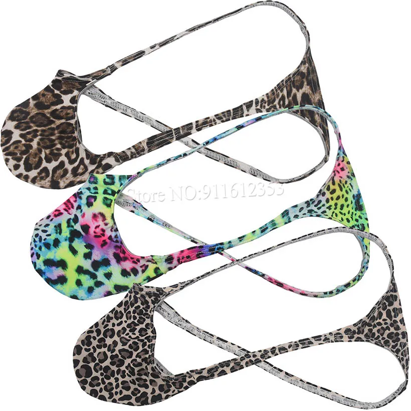 Mens Sexy Underpants Lingerie Pouch Leopard Micro G-string Tanga String Thong Grape Smugglers Contoured