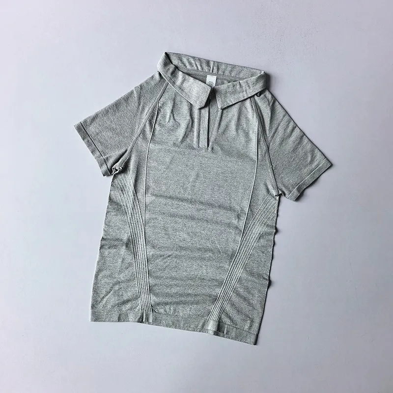Sommer-Poloshirt mit Kragen, atmungsaktive Tennisbekleidung, Outdoor-Fitness-Sportbekleidung, Damen-Pilates-Yoga-Laufshirt, schnelltrocknendes Tennis-T-Shirt – Detail 5