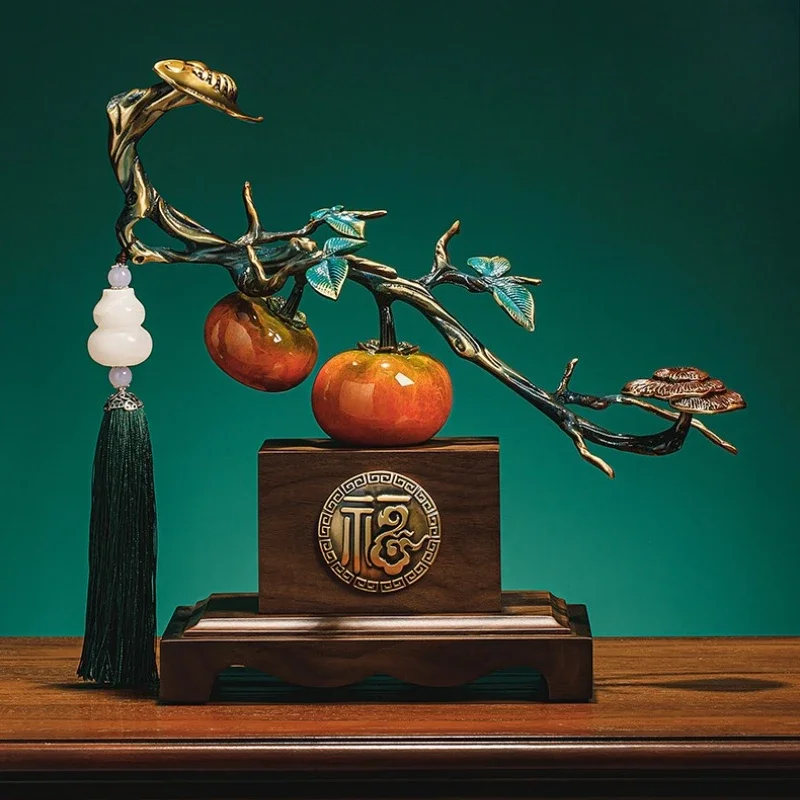

Persimmon Ruyi ornament everything Ruyi persimmon handicrafts leaders high-end office decoration opening housewarming gift