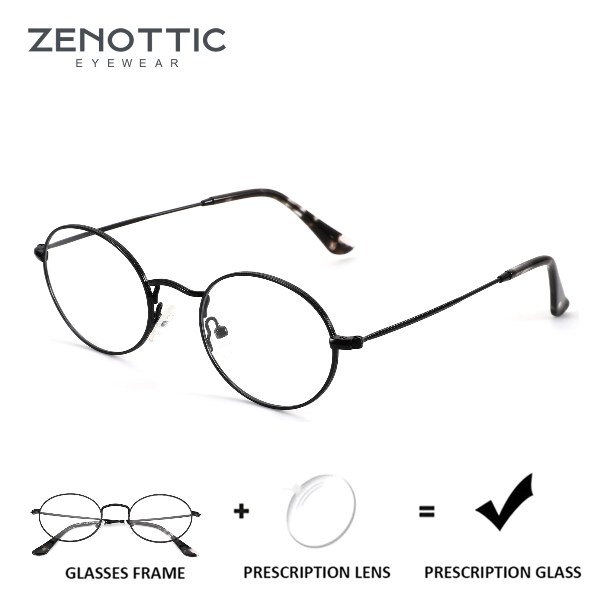 zenottic-m-サイズ金属オーバル処方メガネ女性用フォトクロミック光学眼鏡男性近視眼鏡度付き