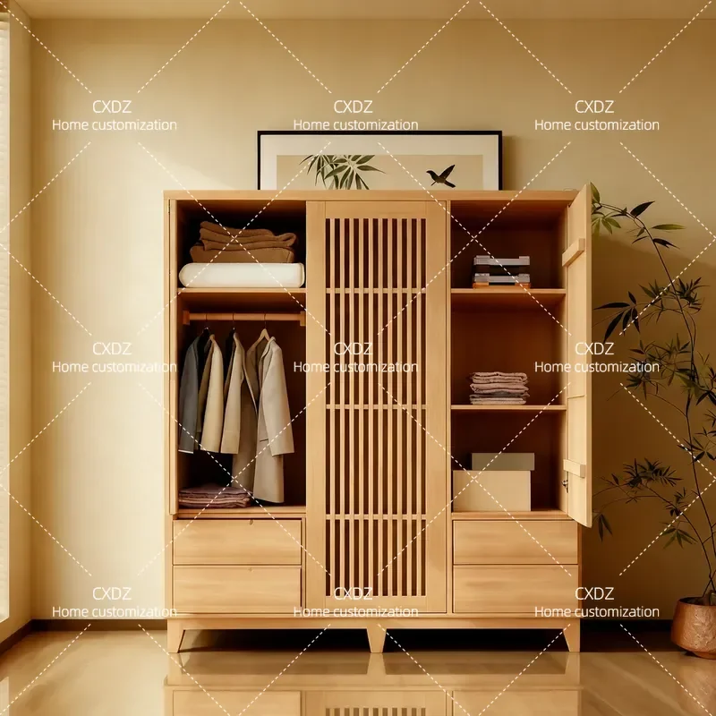 Modern Simple Sliding Door Wardrobe Nordic Style Storage Cabinet Bedroom Furniture Home Organization Closet