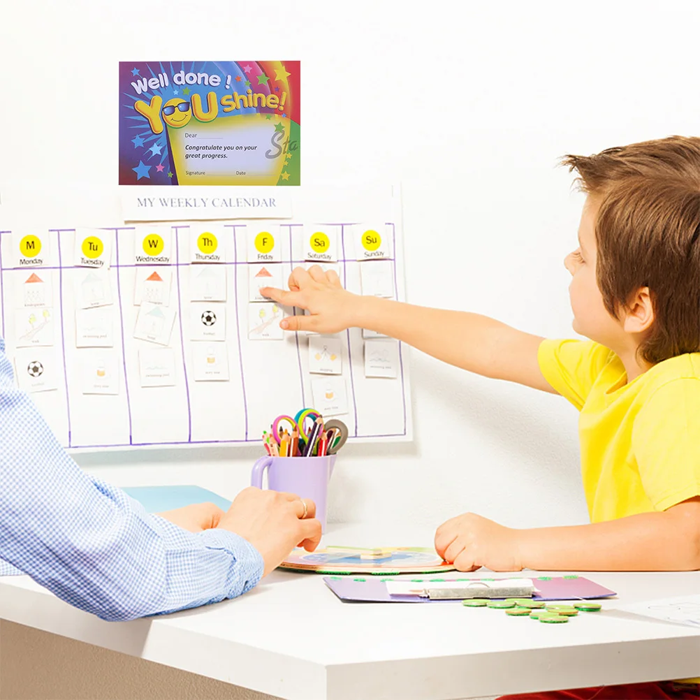 200 قطعة من شهادات الجائزة الكرتونية مقاس A5 شهادات الانتهاء من الورق السميك لتخرج رياض الأطفال #3