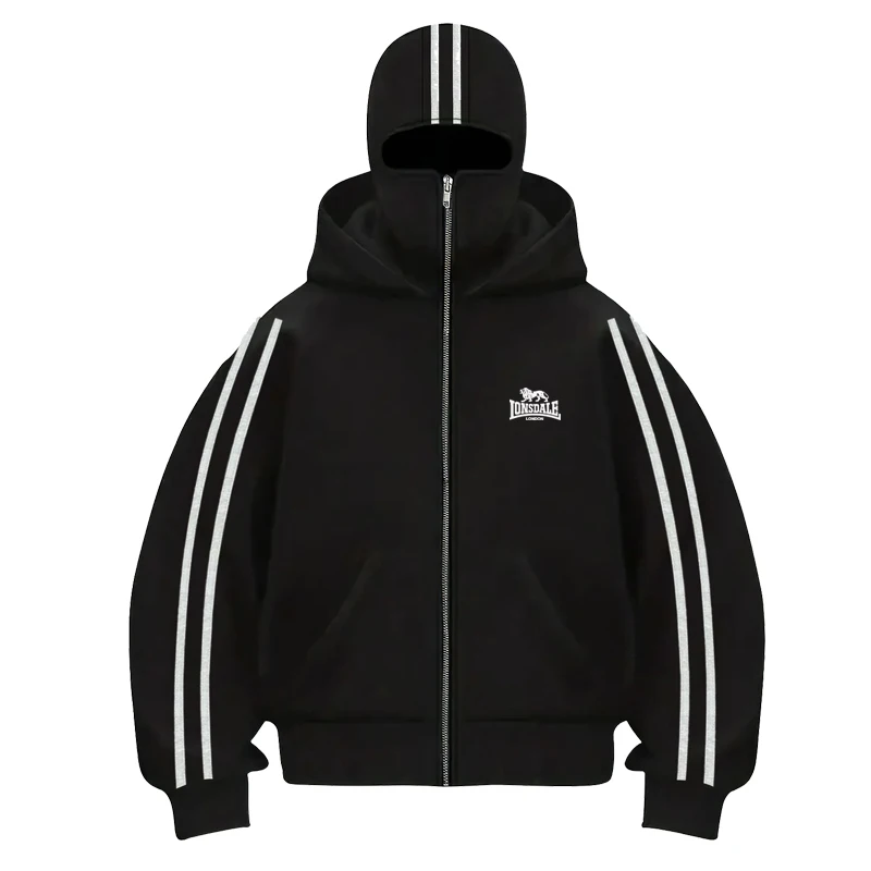 

2025 Men's Autumn and Winter Outdoor fitness long-sleeved double-hat hoodie Loose, fashionable and casual zipper cardigan jacket