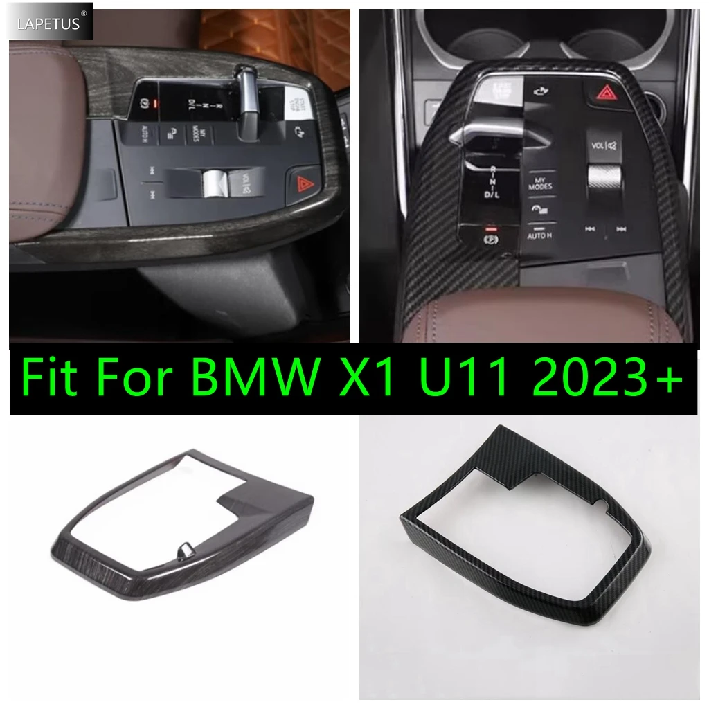 

Carbon Fiber Car Center Control Gear Shift Decor Panel Water Cup Holder Frame Cover Trim Accessories For BMW X1 U11 2023 2024