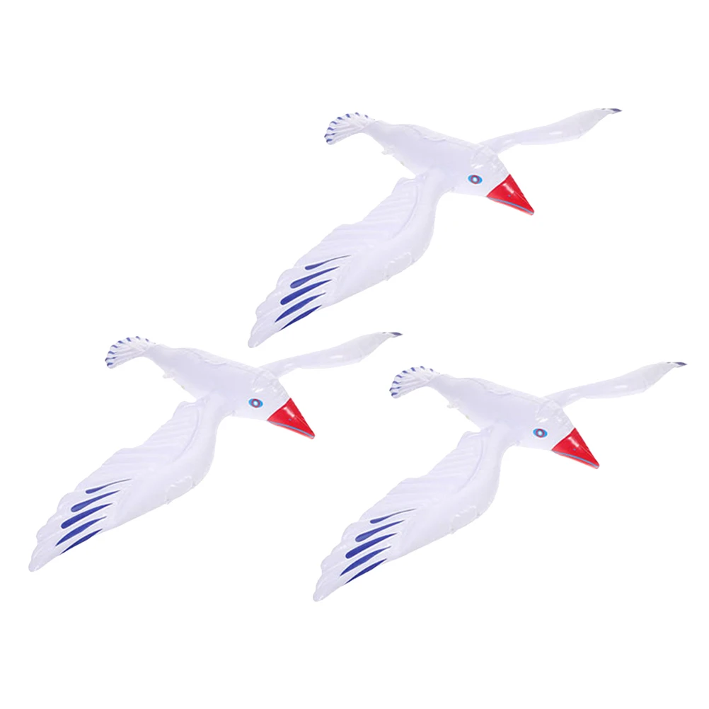 

3pcs Inflatable Seagull Water Balloons Beach Toys Decoration White Party Travel PVC Material Long Use Storage Activities Pool