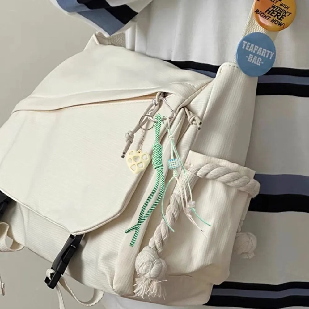 

Girl Heart Braided Rope Keychain Anti-Lost Handmade Heart-shaped Bag Pendant Jewelry Ornament Star Bowknot Key Chain