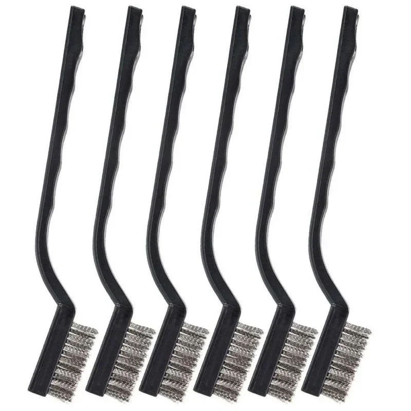 6pcs Wire Brushes Black Cleaning Brush Detailing Grinding Mini Rust Remover Stainless Steel Convenient Practical