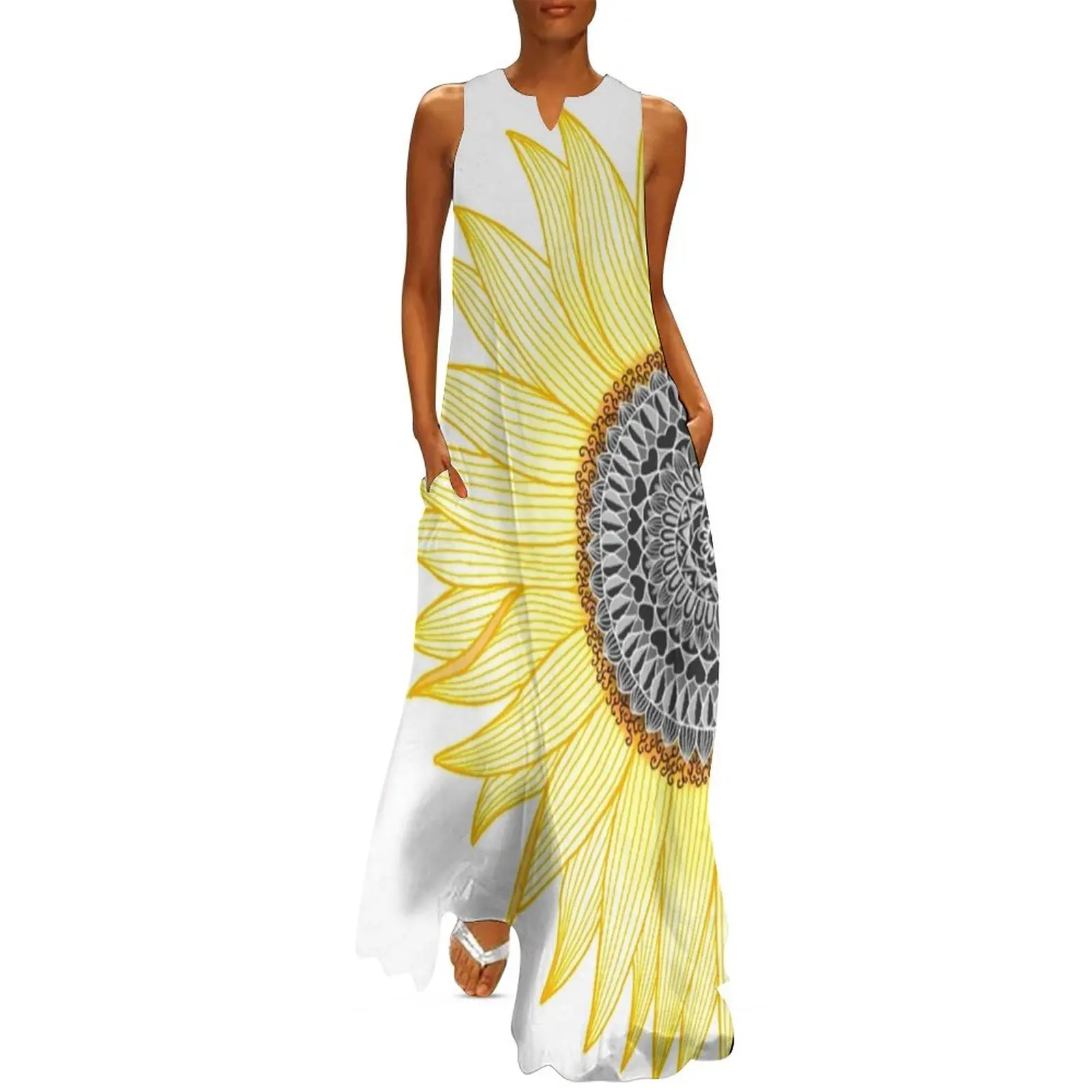 

Golden Mandala Sunflower Long Dress summer dress womens 2025 evening dresses luxury 2025 Dress