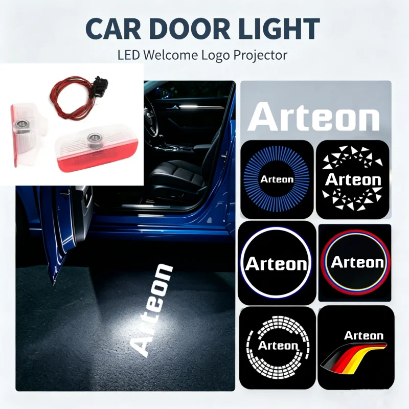 2Pcs LED Ghost Logo Laser Projector Car Door Welcome Courtesy Shadow Light For Volkswagen Arteon 2017-2022 Car Decor Accessories