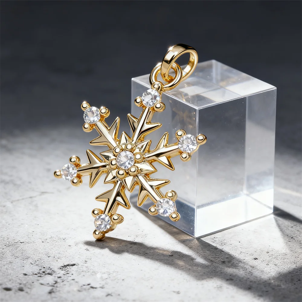 2Pcs Pendants Brass Zirconia Enamel Rainbow Snowflake Charms for DIY Jewelry Necklace Bracelet Making Accessories for Women Men