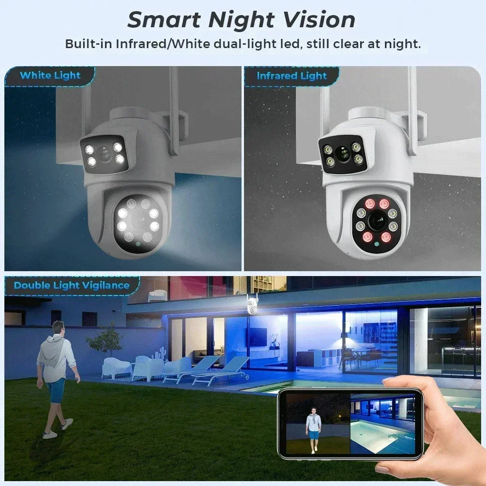 Imagem -05 - Dual Len Outdoor Ptz Câmera ai Human Auto Tracking Cctv Security Video Surveillance Câmera Audio P6slite Dual Screen Wifi 4k 8mp