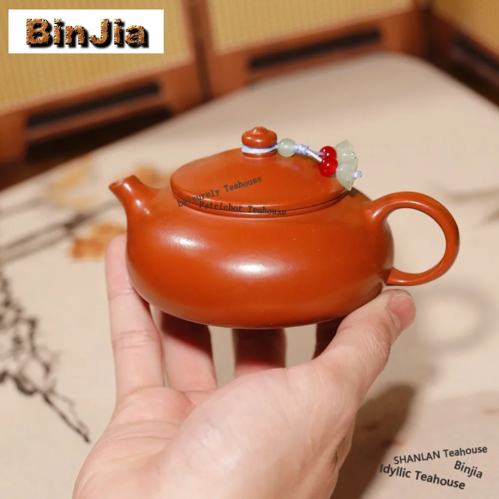 

160ml Elegant Yixing Purple Clay Teapots Handmade Hanjiang Pot Raw Ore Da Hong Pao Mud Kettle Zisha Tea Set Decoration Gifts