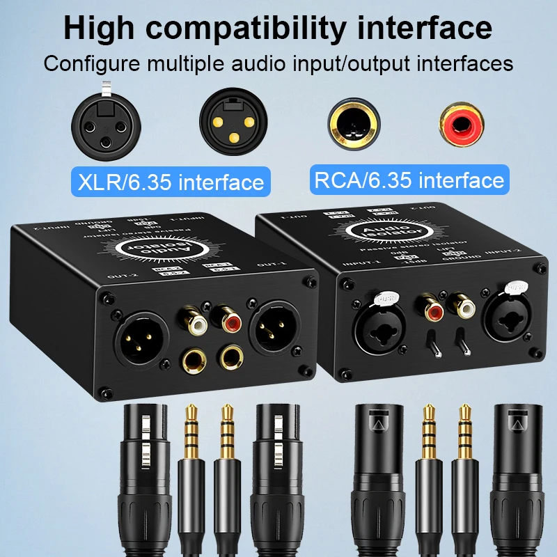 2 Channels XLR/RCA/TS/TRS Passive Hum Eliminator Box for Audio Equipments Ground Loop Isolator Noise Filter for Different Audio