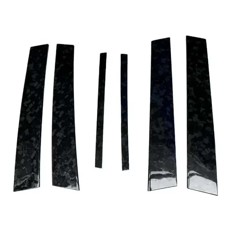 6Pcs Forged Carbon Middle B Pillar for Infiniti Q50 Q50S 2015-2017 Real Dry Carbon Window Pillar Cover