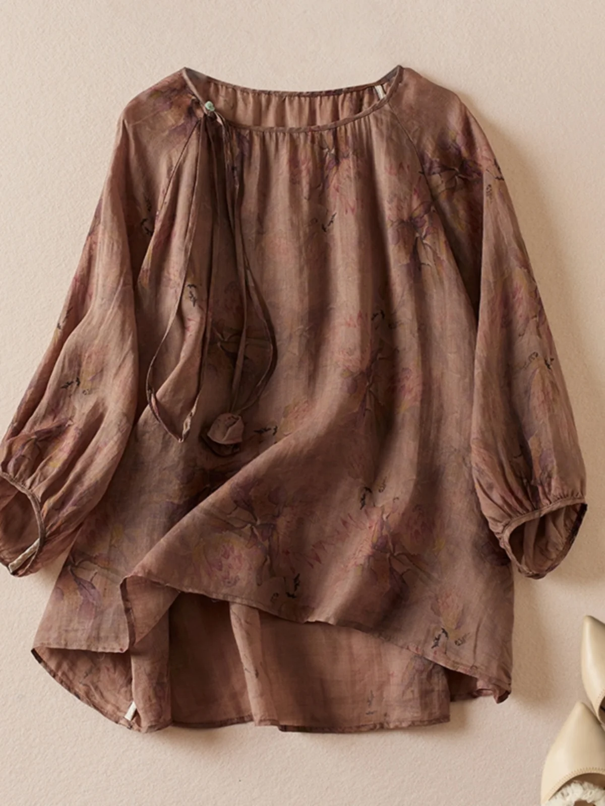 Katoen Linnen ort Sve irt Dames Artistiek Bedrukt Overhead Linnen Katoenmix Loose Fit rond Ne Summer irt