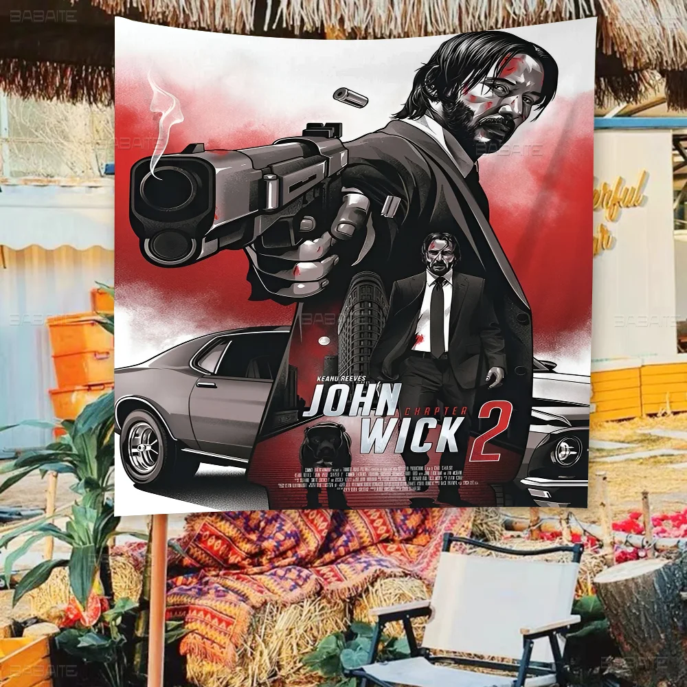 John Wick Cartoon Flag Wall Hanging Banner Decoration Household Home Decor