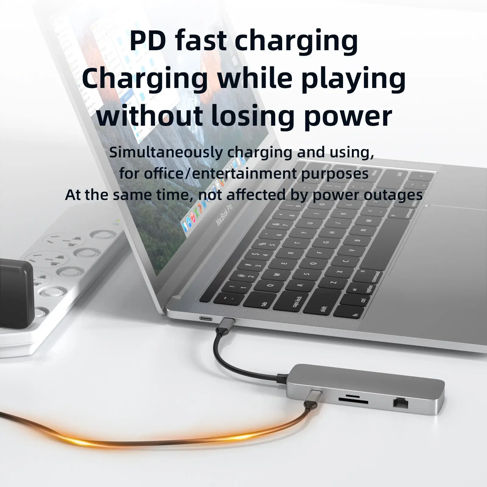 Imagem -03 - Usb c Hub tipo c 8in com 4k tf Compatível com Hdmi 100w pd c Port Docking Station Usb-c 3.0 tipo c para Macbook Pro Air Laptop Mobile Phone pc em