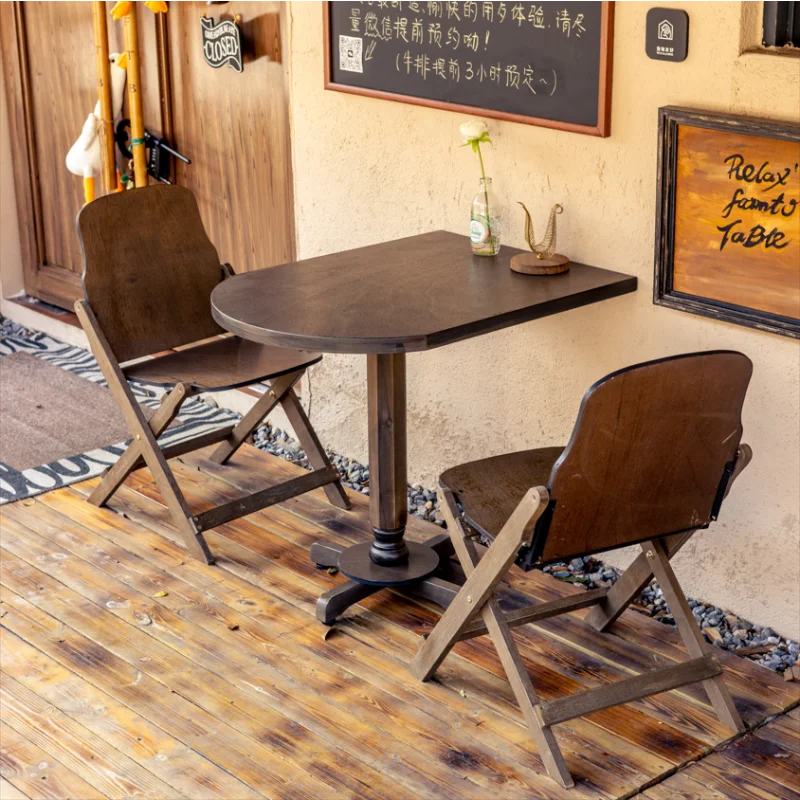 

Solid wood retro wall table semi-round table oval long homestay milk tea shop coffee tea can be spliced multi-