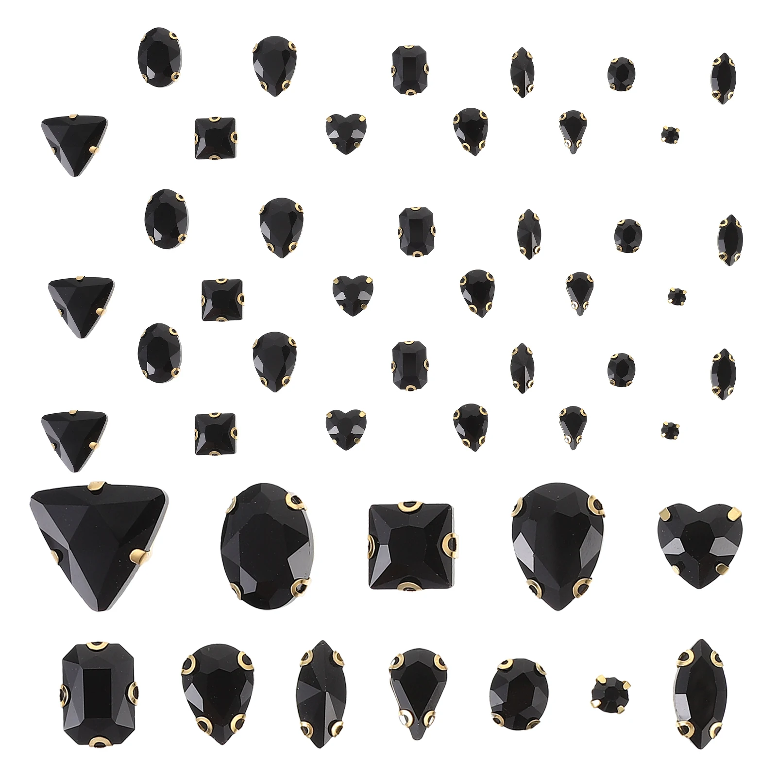 

130 Pcs Sewing Glass Claw Drill Rhinestones for Clothing Decorations Mixed Shapes