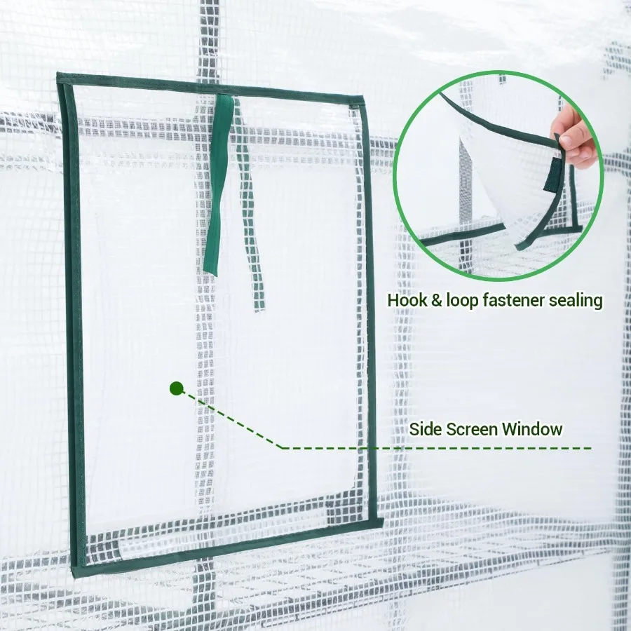 Ohuhu Outdoor Greenhouse with 3 Tiers and 12 Shelves: Heavy Duty Reinforced Plastic PE Cover Walkin Indoor Plant Stand for Gard