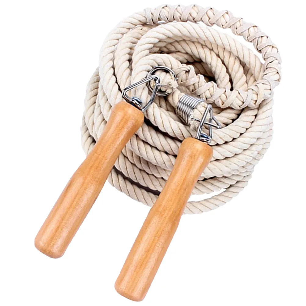 Weighted Sports Jump Rope Linen Wood Handle Non-Slip Grip Fitness Skipping Rope Outdoor Exercise Physical Education Equipment