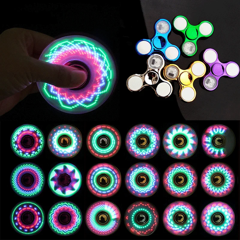 Fidget Spinner LED Arco-Íris Brilhante, Brinquedo EDC para Alívio de Estresse e Ansiedade, Giroscópio de Dedo para Crianças e Adultos