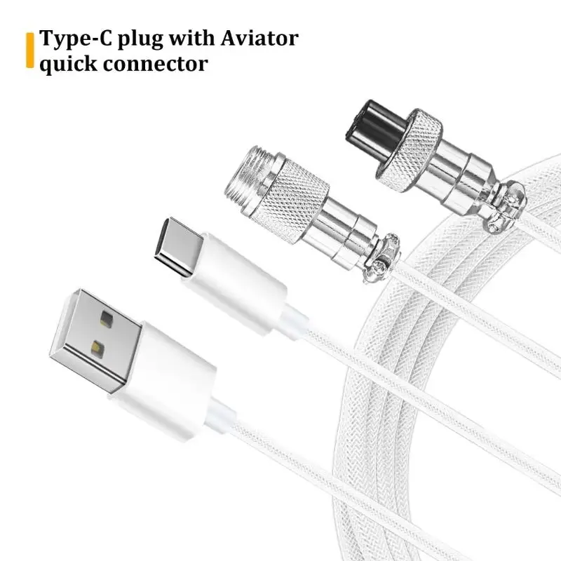 

R53C USB Coiled Cable for Gaming Mechanical Keyboards Detachable Aviation Plugs