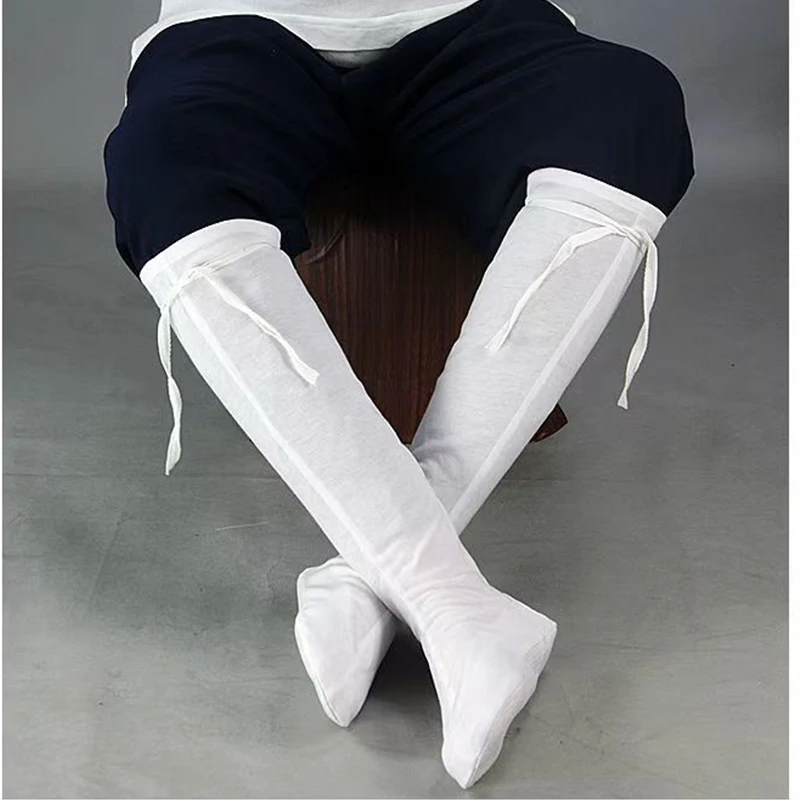 Bawełniane chińskie tradycyjne skarpetki Hanfu Kung Fu białe skarpetki Wudang Taichi Anime do odgrywania ról przebranie na karnawał dodatki odzieżowe