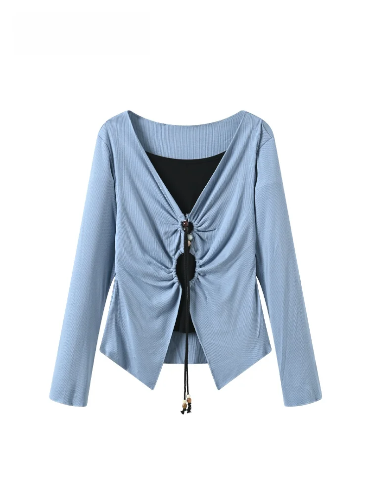 

plus Size Women's round Ne Long Sve Knitwear Slimming Concealing Top Early Autumn New Sle CaraCLUB Polyester Fiber