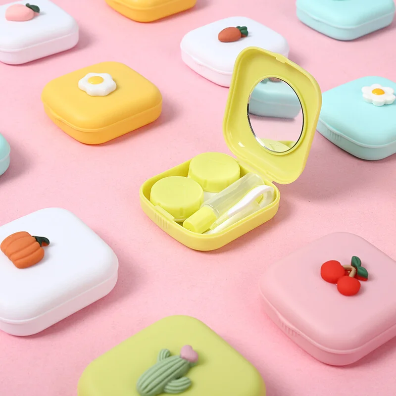 Women Cute Contact Lens Cases Fruit Cute Girl Color Contact Lenses Box for  Eyes Care Kit  Travel Contact Lens Container Gift