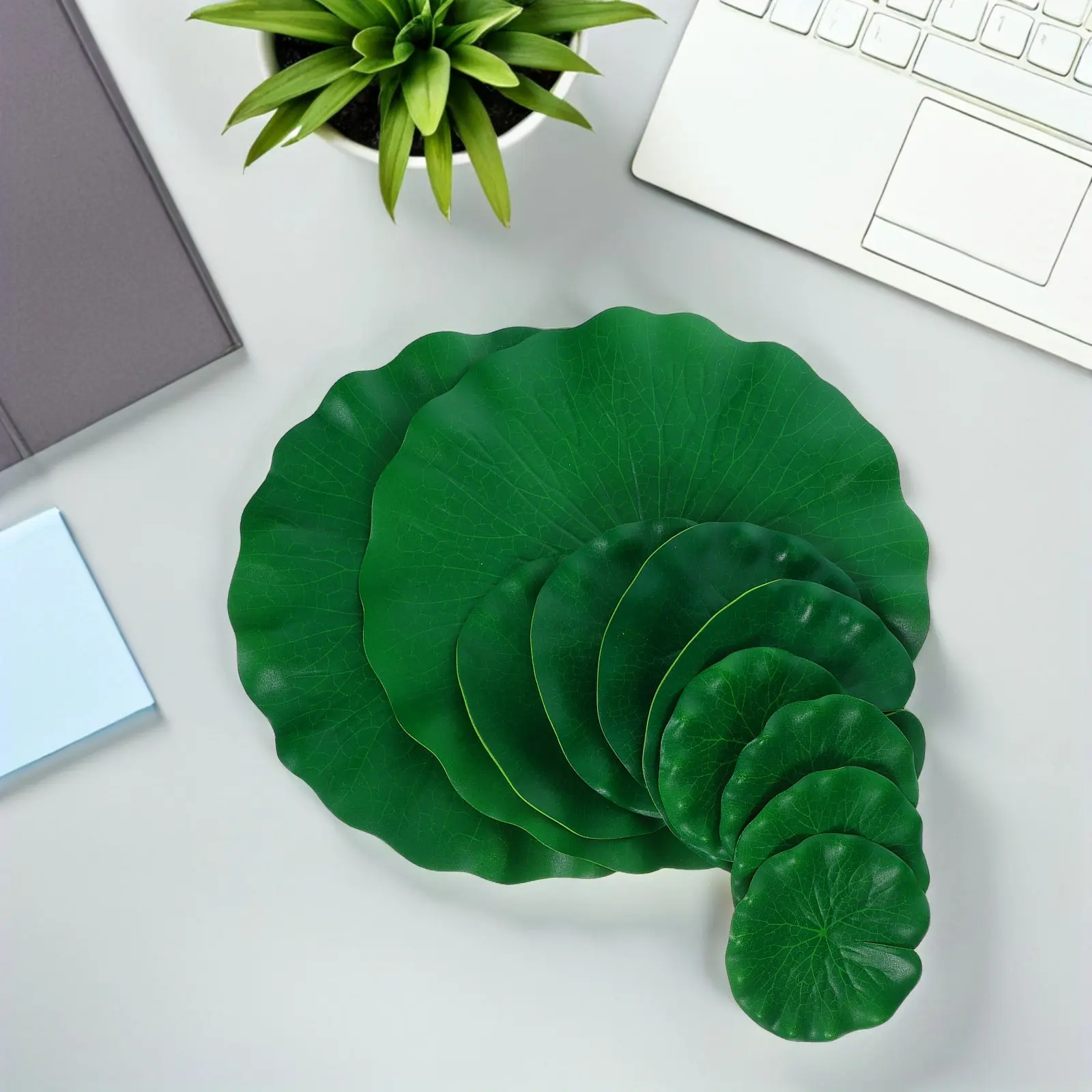 10Pcs Realistic Floating Lotus Leaves 10cm 15cm 28cm Artificial Water Lily Pads Pond Pool Aquarium Decorative Pond Decor