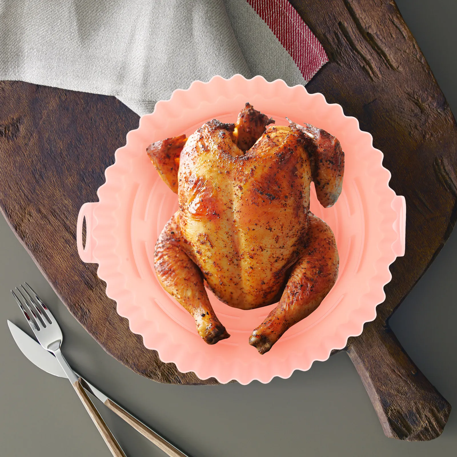 Forro de Silicone Premium para Fritadeira a Ar com Alças, Tapete Antiaderente Reutilizável para Distribuição Uniforme de Calor, Acessórios para Fritad
