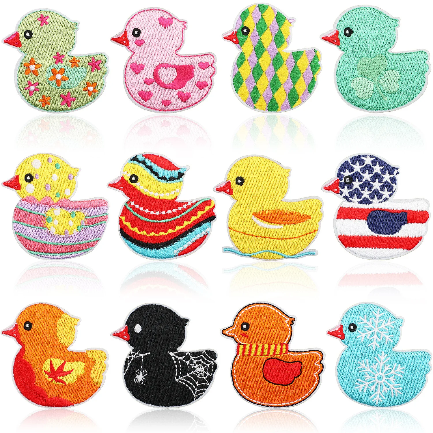 Cartoon Cute Duck Patches Embroidery Iron On Kids Clothing Bags Badge DIY Patch