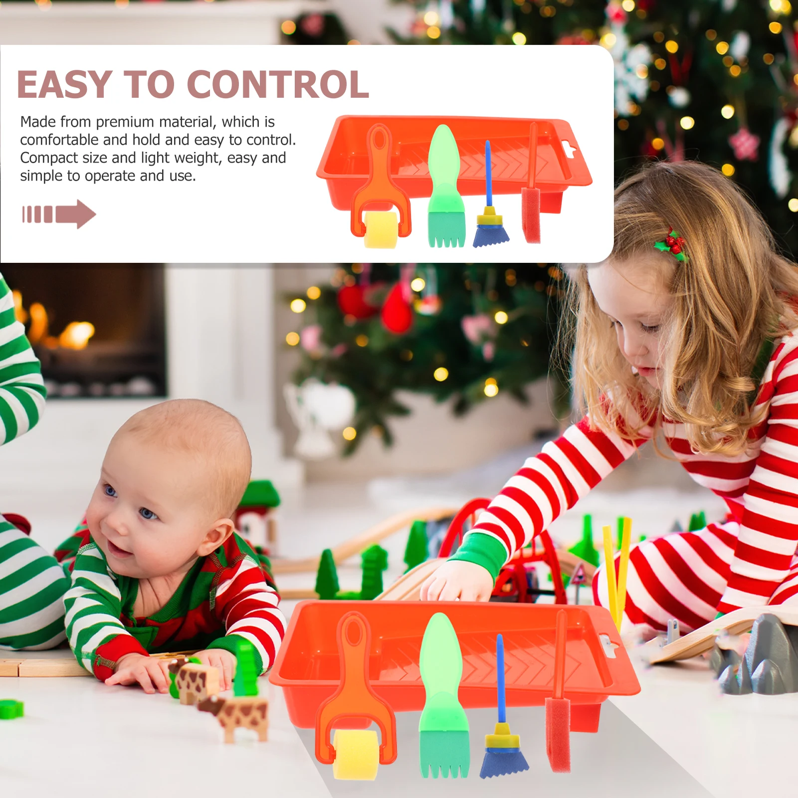 

2 Sets Painting Brush Brushes for Children Children's Sponge Tools Roller Foam Kits Kids with Tray