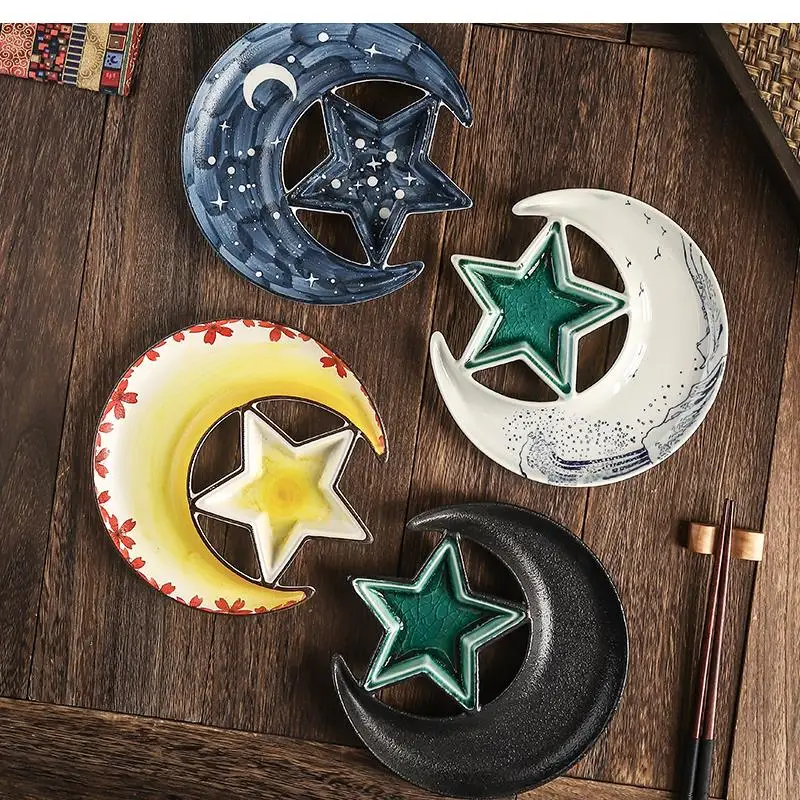 

Японская керамическая посуда, тарелка с луной, суши, сашими, холодная посуда, десертное нестандартное украшение, блюдо