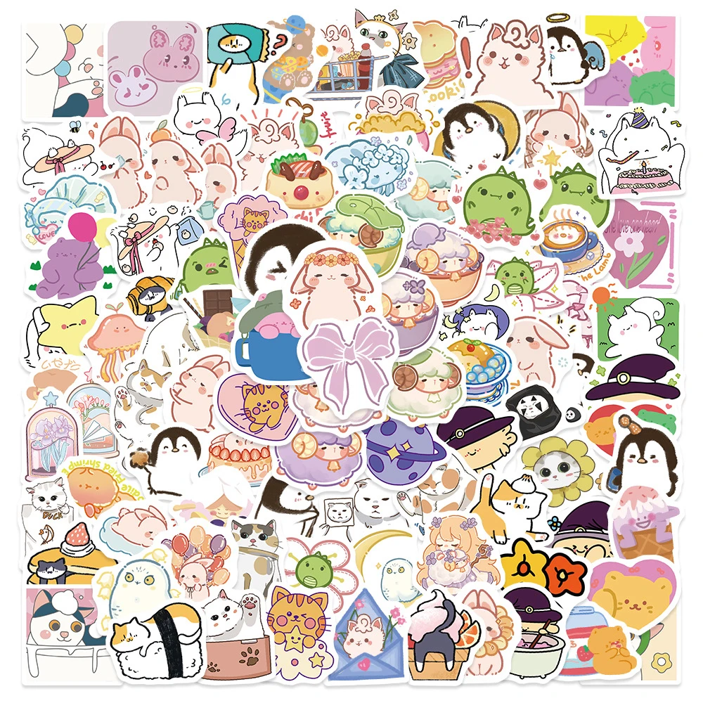 

10/30/50/100pcs Aesthetics Animal Cartoon Stickers Cute Anime Sticker Diary Suitcase Skateboard Guitar Girls Decals Toys Gift