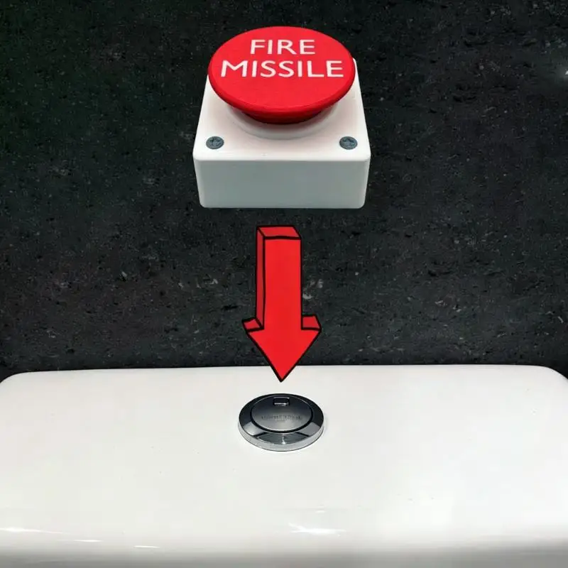 1Pcs 3D Printed Fire Missile Toilet Button Extender – Durable Plastic, No-Drill, Classic Design, Bathroom Upgrade