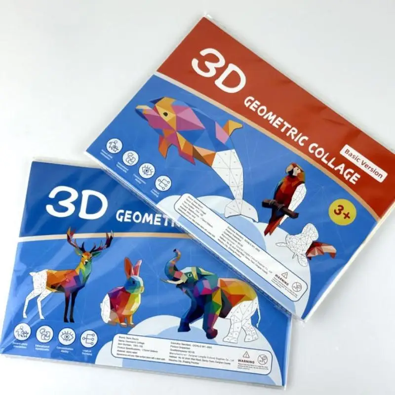 Zestaw puzzli 3D ze zwierzętami, rozwijający poznawczo, ręcznie robiona zabawka z naklejkami, wspierająca skupienie dzieci.