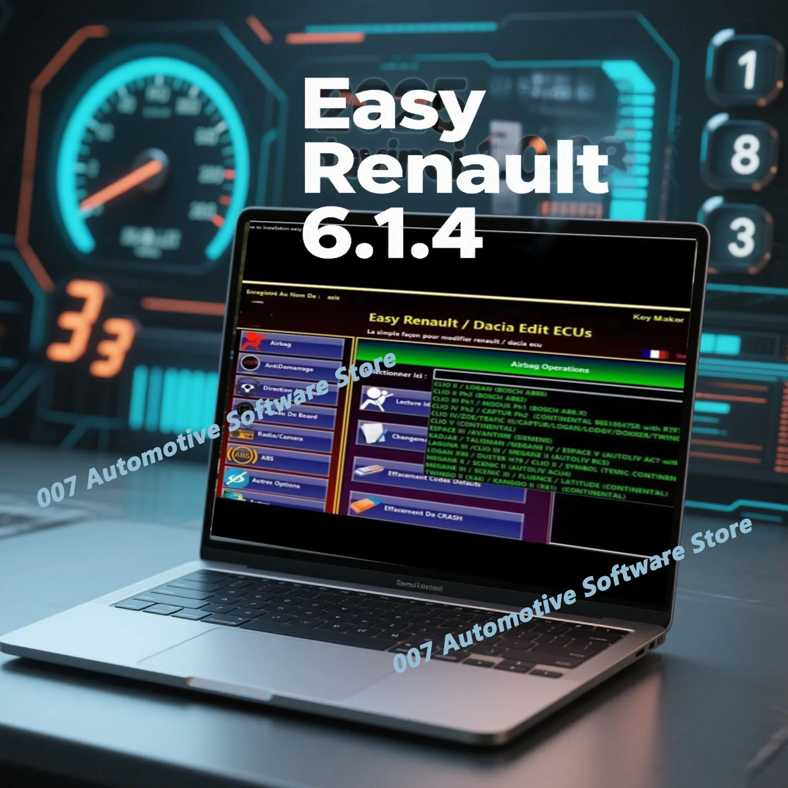 

Easy R-enault 6.1.4 Software ECU Programmer for Renault Clear Crash Airbag Card Keys UCH Cleaner Works with OBDLink Renolink