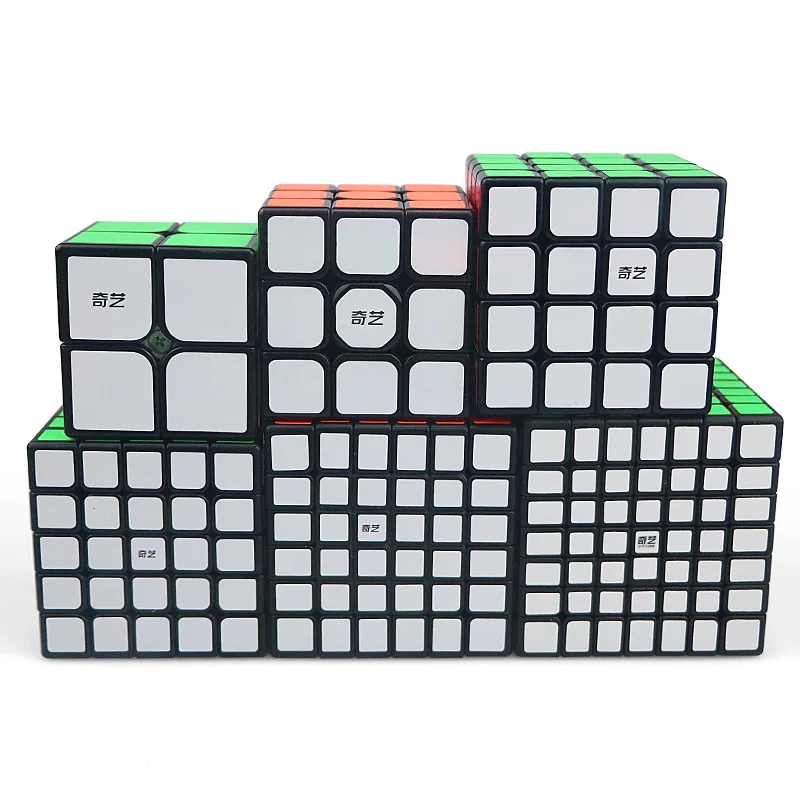 Qiyi 2x2 cubo 3x3 4x4 5x5 6x6 7x7 velocidade cubo mágico quebra-cabeça preto adesivos cubo mágico educação aprendizagem brinquedos crianças