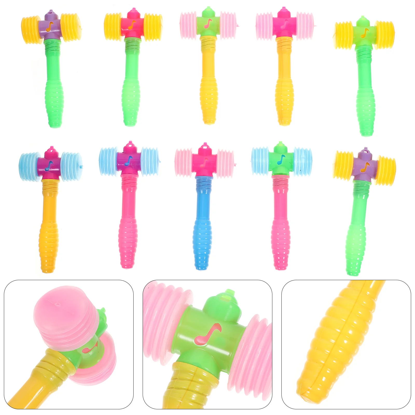 10 Pcs Children's Bb Hammer Infant Toys Mini Hitting Hammers Clown Plastic Mallet Toddler