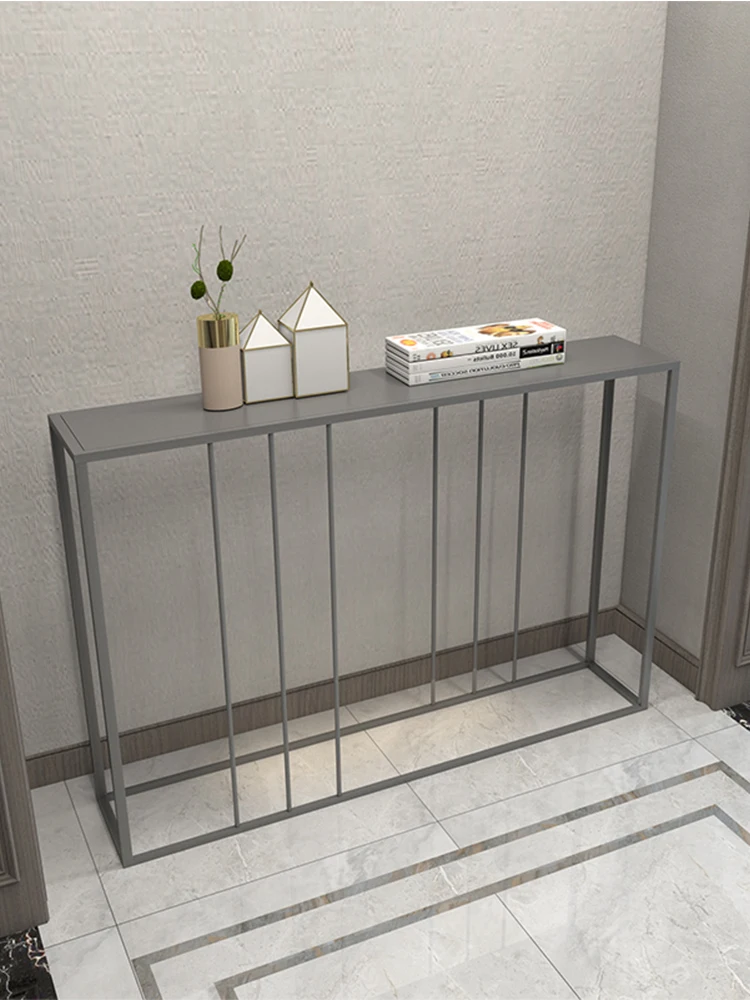 Nordic iron art storage rack, living room wall facing foyer rack, entrance foyer table, modern and simple long narrow edge