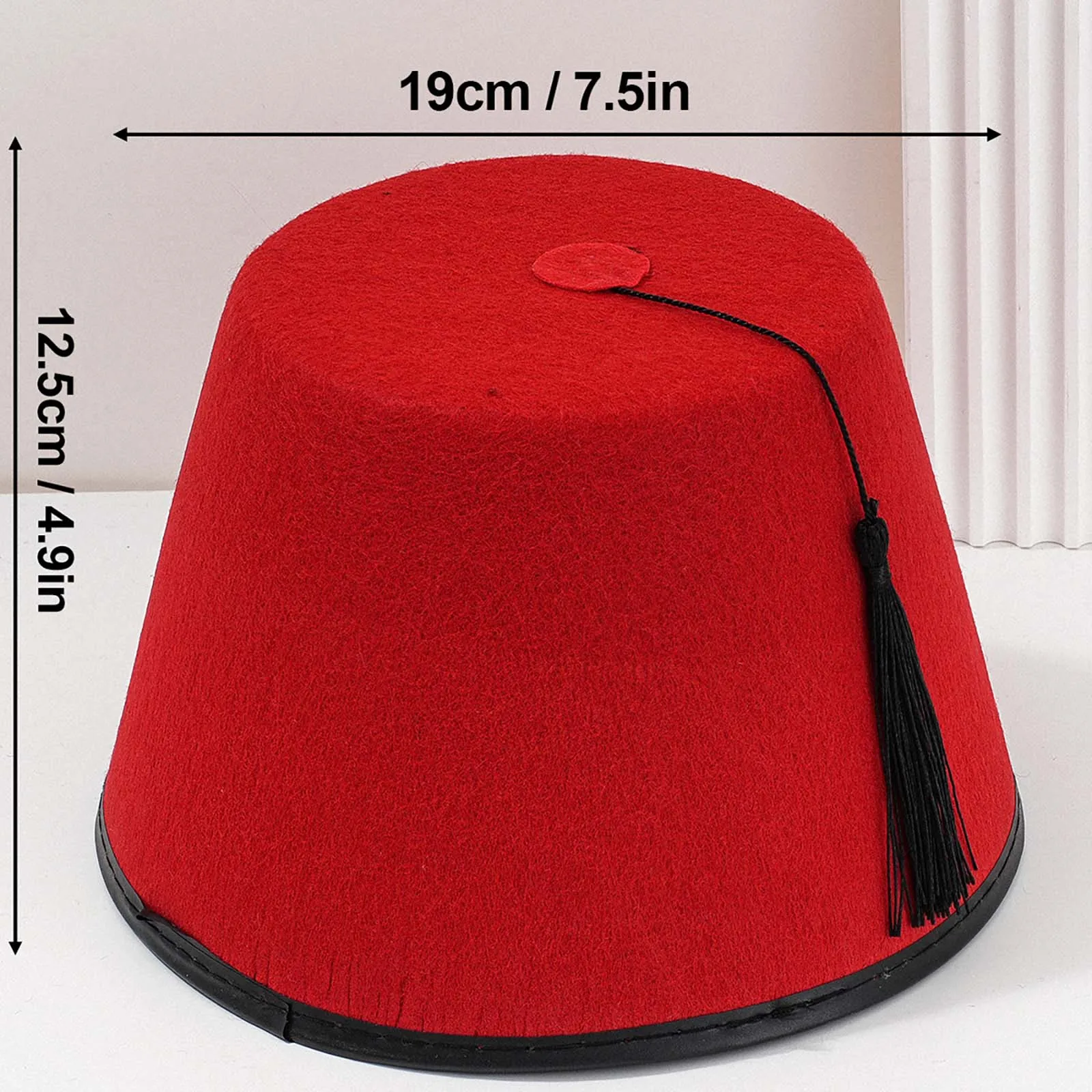 Fez Hat Moroccan Themed Hat Unique Turkish and Moroccan Headpiece Tarboosh Fez Hat for Men Women Universal Wool Turkish Hat