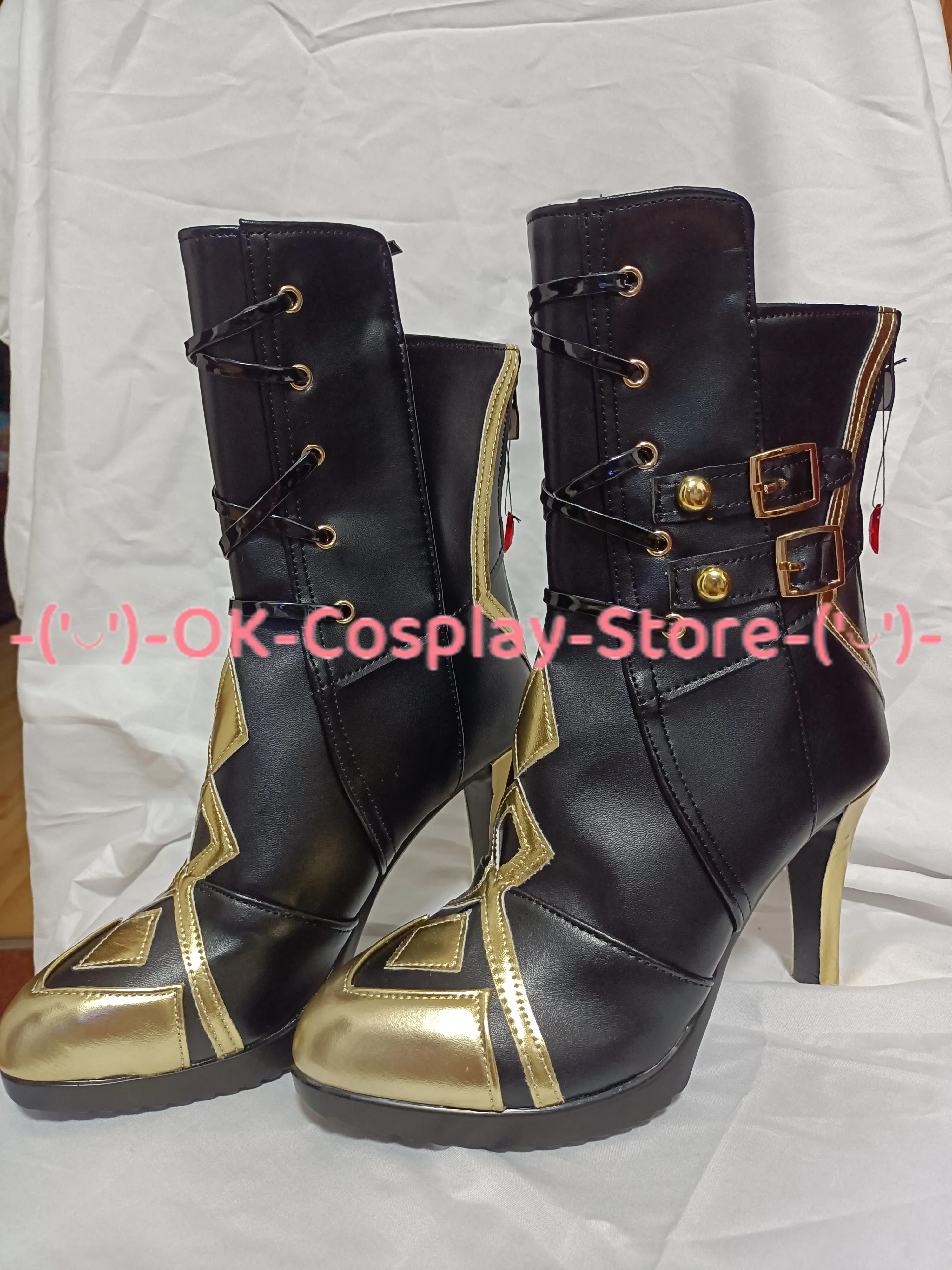[Customized] Arlecchino Cosplay Shoes Game Genshin Impact Fatui Harbinger Fontaine Anime Roleplay Props Party PU Leather Boots