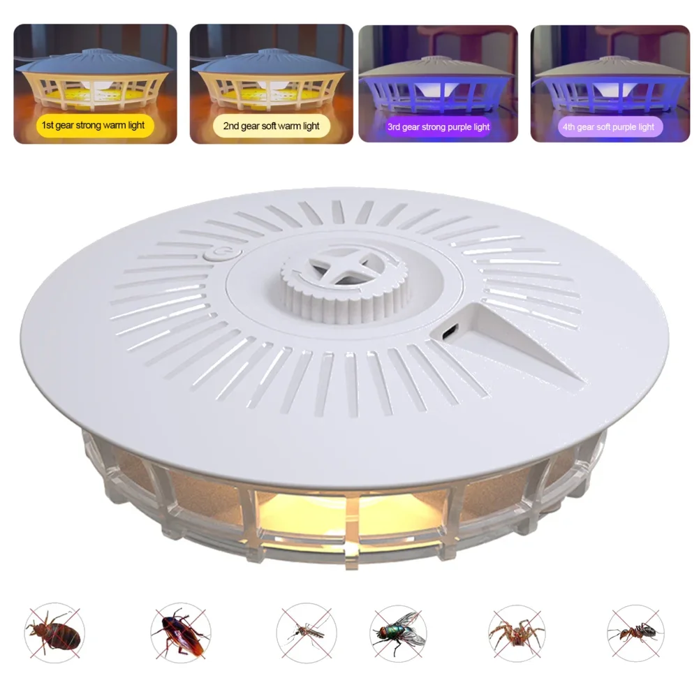 Armadilha para pulgas inodora, 4 modos de luzes led, cúpula doméstica, armadilha para baratas, sala de jantar, armadilha para matar pulgas, cozinha, armadilha de luz para pulgas