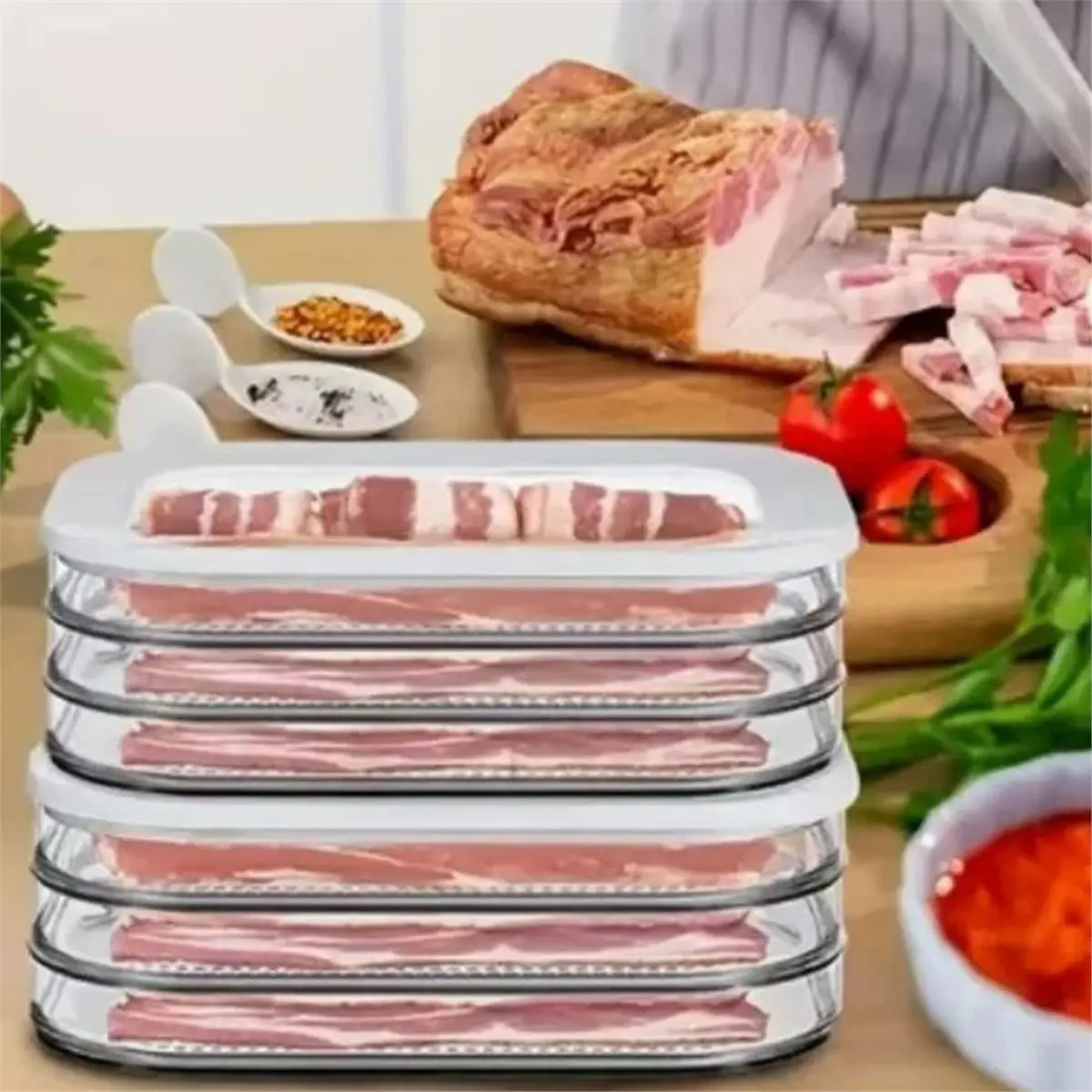 PROFESSIONAL USE Container for Fridge Bacon Lunch Meat Container for Refrigerator Meal Prep Containers Stackable Food Fourth Flo
