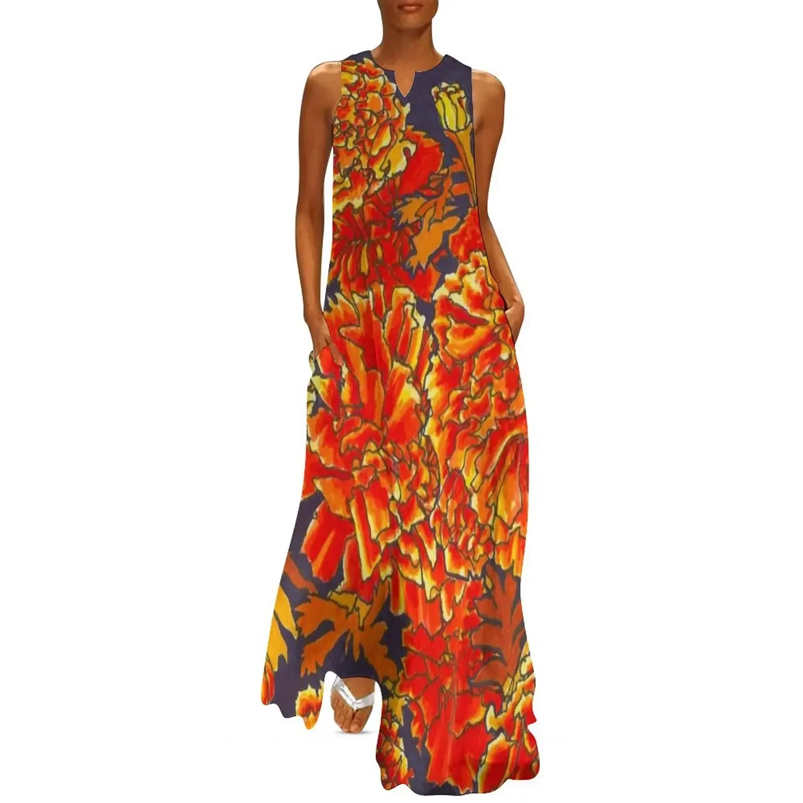 

Marigolds Long Dress luxury dress sensual sexy dress for women festival outfit women