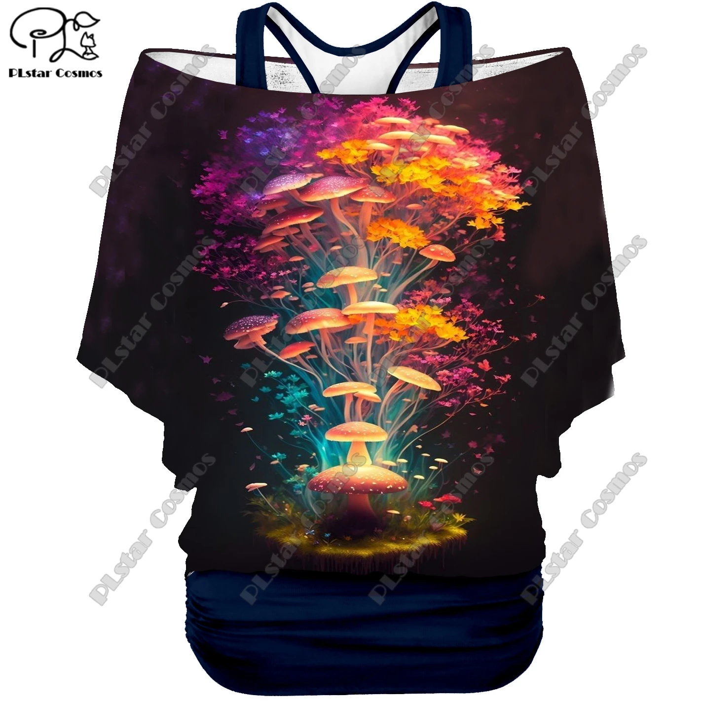 3D Printed Alpaca Giraffe Mushroom Raccoon Pattern Fake Two-Piece Top Women's Casual T-Shirt Harajuku Streetwear Collection