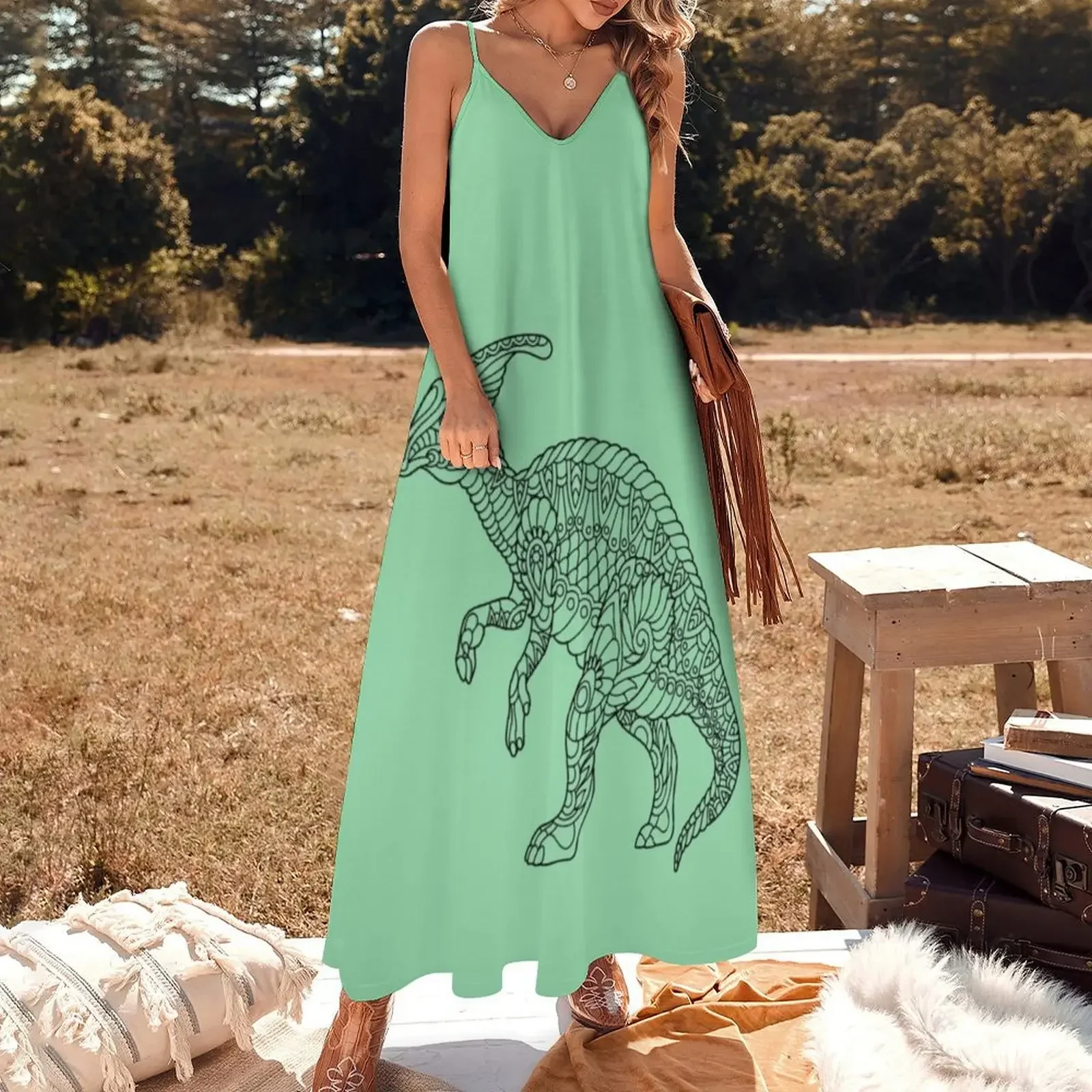 Hadrosaur Dinosaur Relaxing Design Sleeveless Dress Woman clothes women party dresses Dress