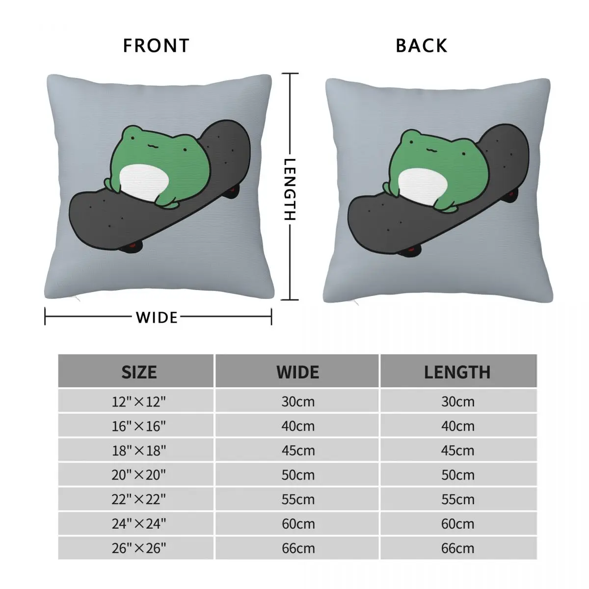 Skateboarding Frog Square Pillowcase Polyester Linen Velvet Creative Zip Decor Home Cushion Cover Wholesale 45x45